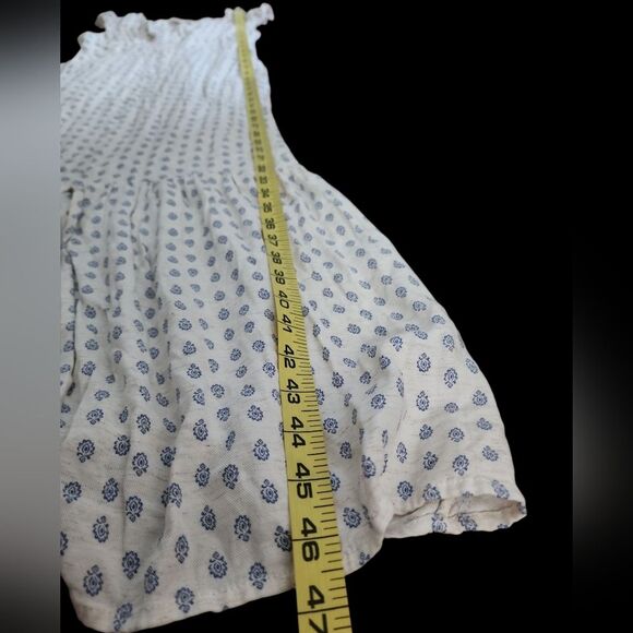 Monteau Los Angeles Empire Waist Maxi Dress Size XS Blue White Rayon Linen Blend - Picture 6 of 13